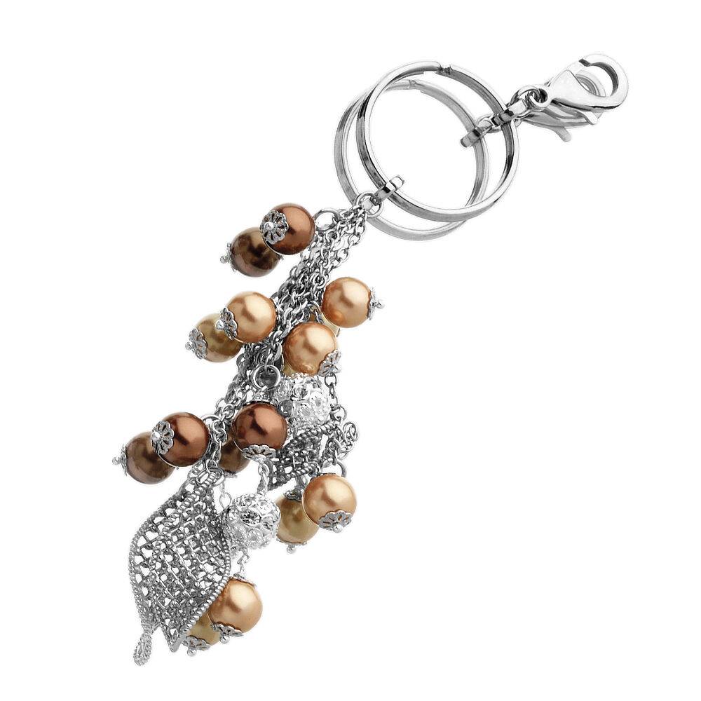 Ottaviani Portachiavi/ciondolo per borsa c/perle e fogli