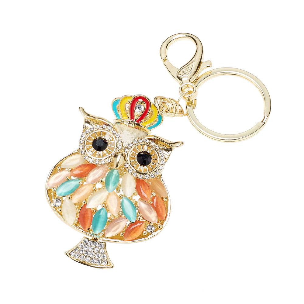 Ottaviani Portachiavi dorato con strass, smalti e perlin