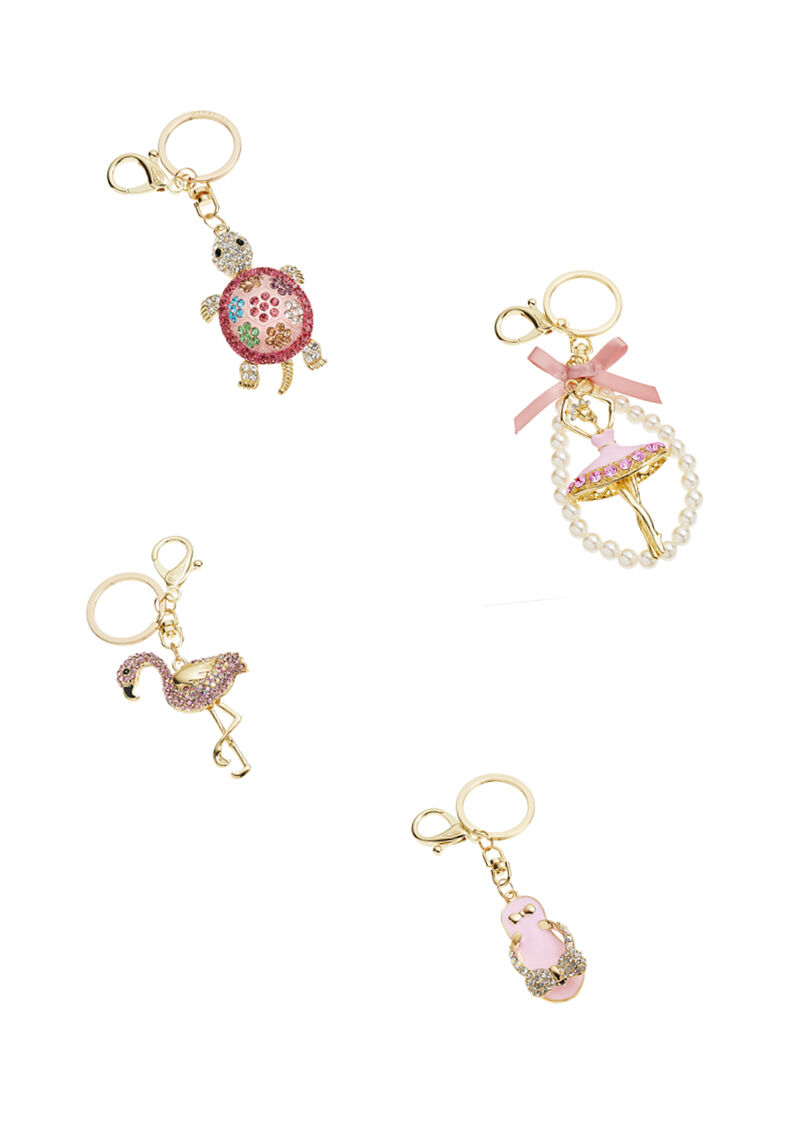 Ottaviani Portachiavi Dorato Con Strass Smalti Perline F