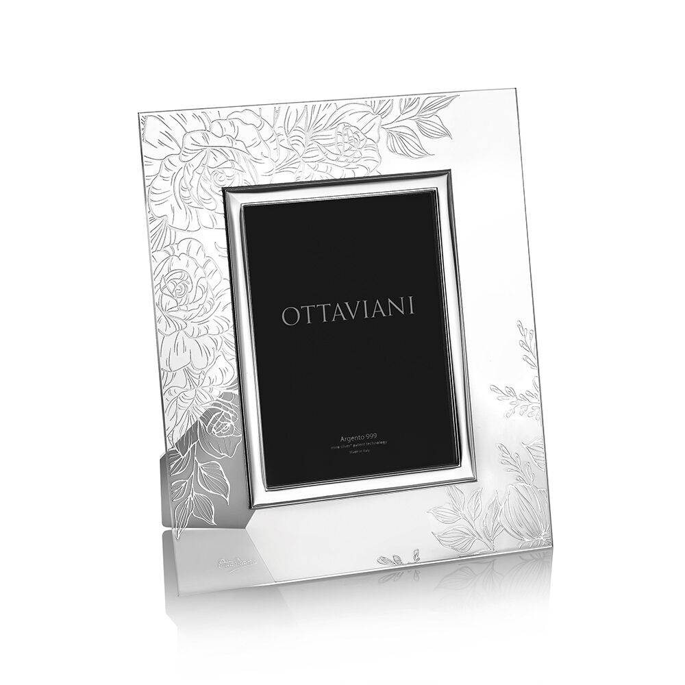 Ottaviani Portafoto cristallo "rose" c/c e foglia argento