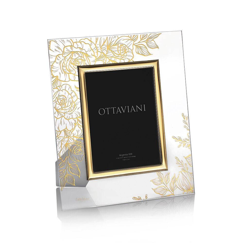 Ottaviani Portafoto cristallo "rose" c/c. e foglia oro