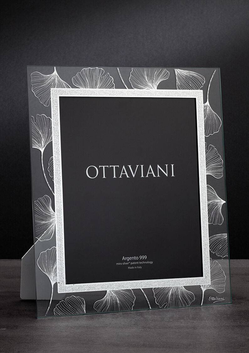 Ottaviani Portafoto In Cristallo "soffio" Con Foglia Arg