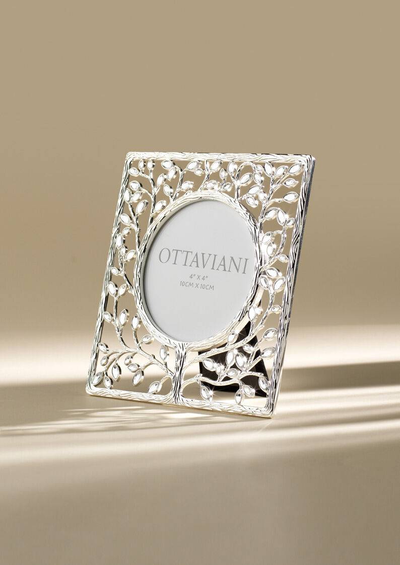 Ottaviani Portafoto In Metallo Argentato Con Cristalli