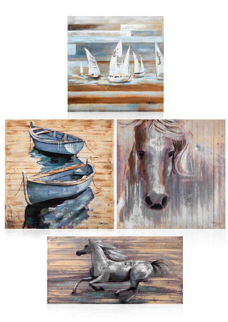 Ottaviani Quadro "cavallo Bianco"in Legno C/farg.100x100