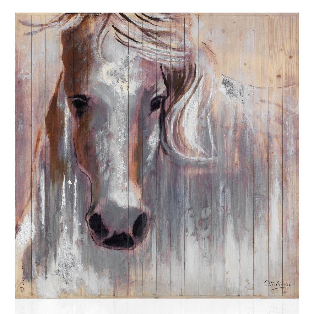 Ottaviani Quadro "cavallo bianco"in legno c/farg.100x100