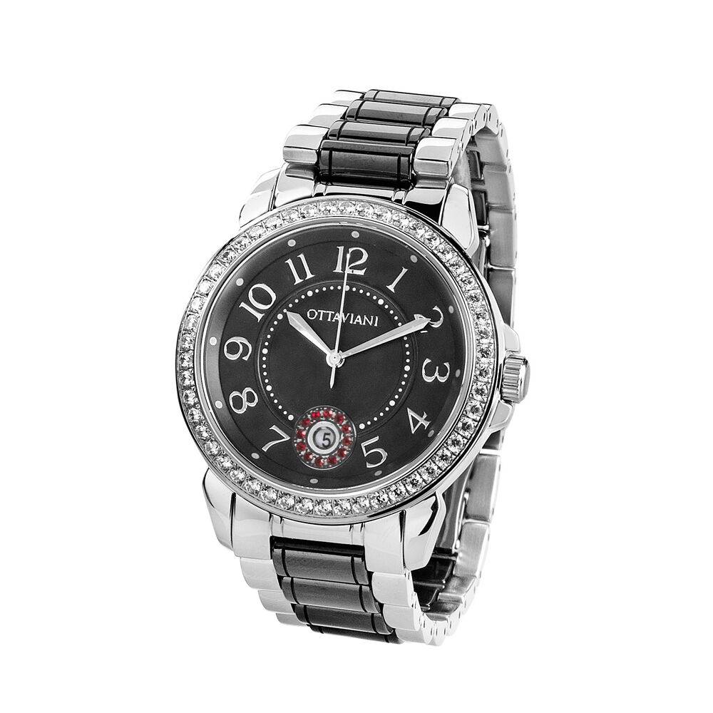 Ottaviani Quarzo acciaio con ceramica nera/strass rossi