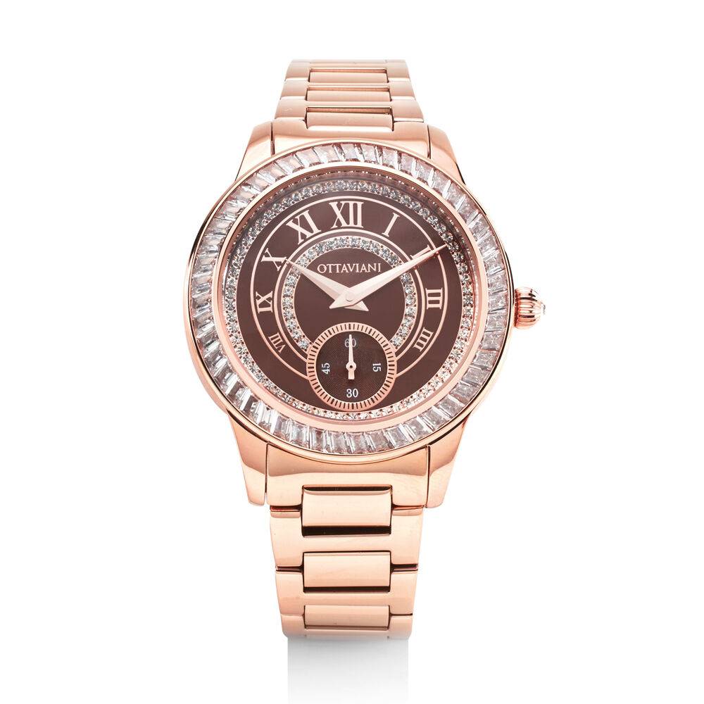 Ottaviani Quarzo rose gold c/quadr.marrone,numeri romani