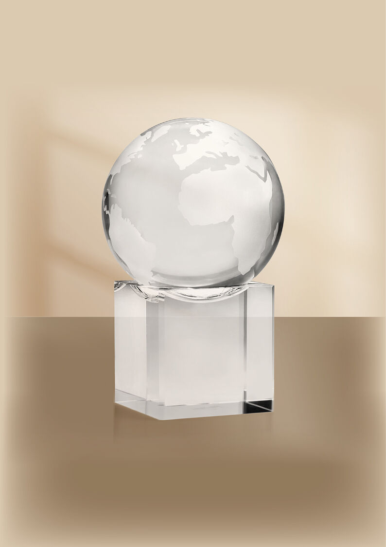 Ottaviani Scultura Mappamondo In Cristallo Diam.15 Cm