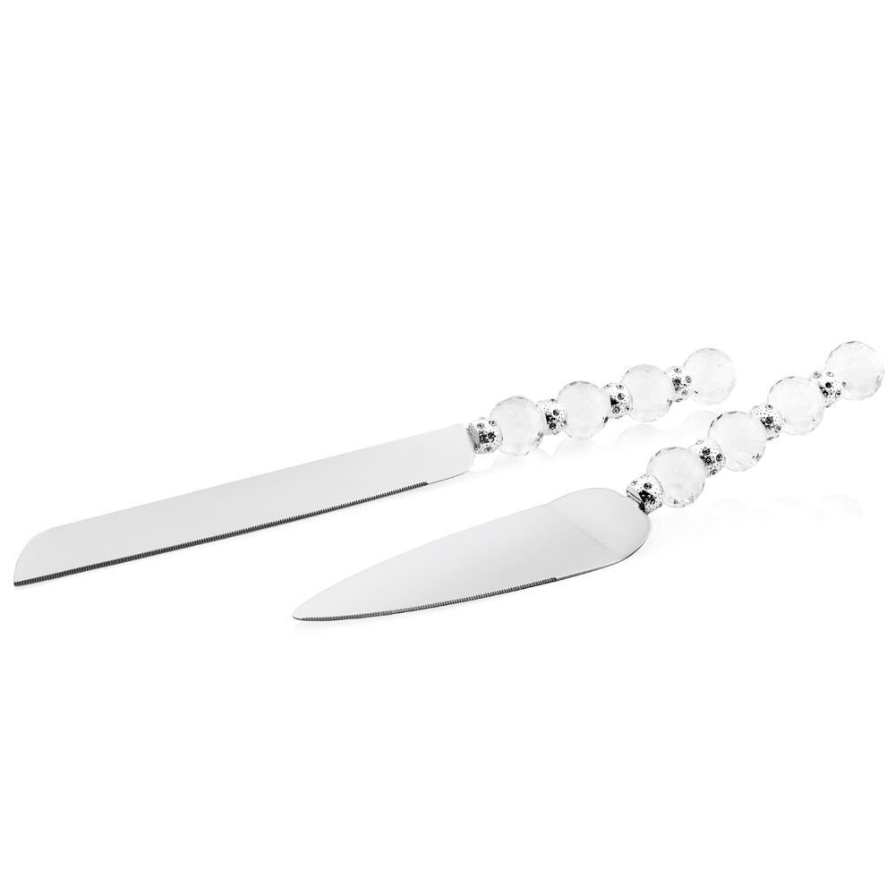 Ottaviani Set posate torta metallo argentato cristalli