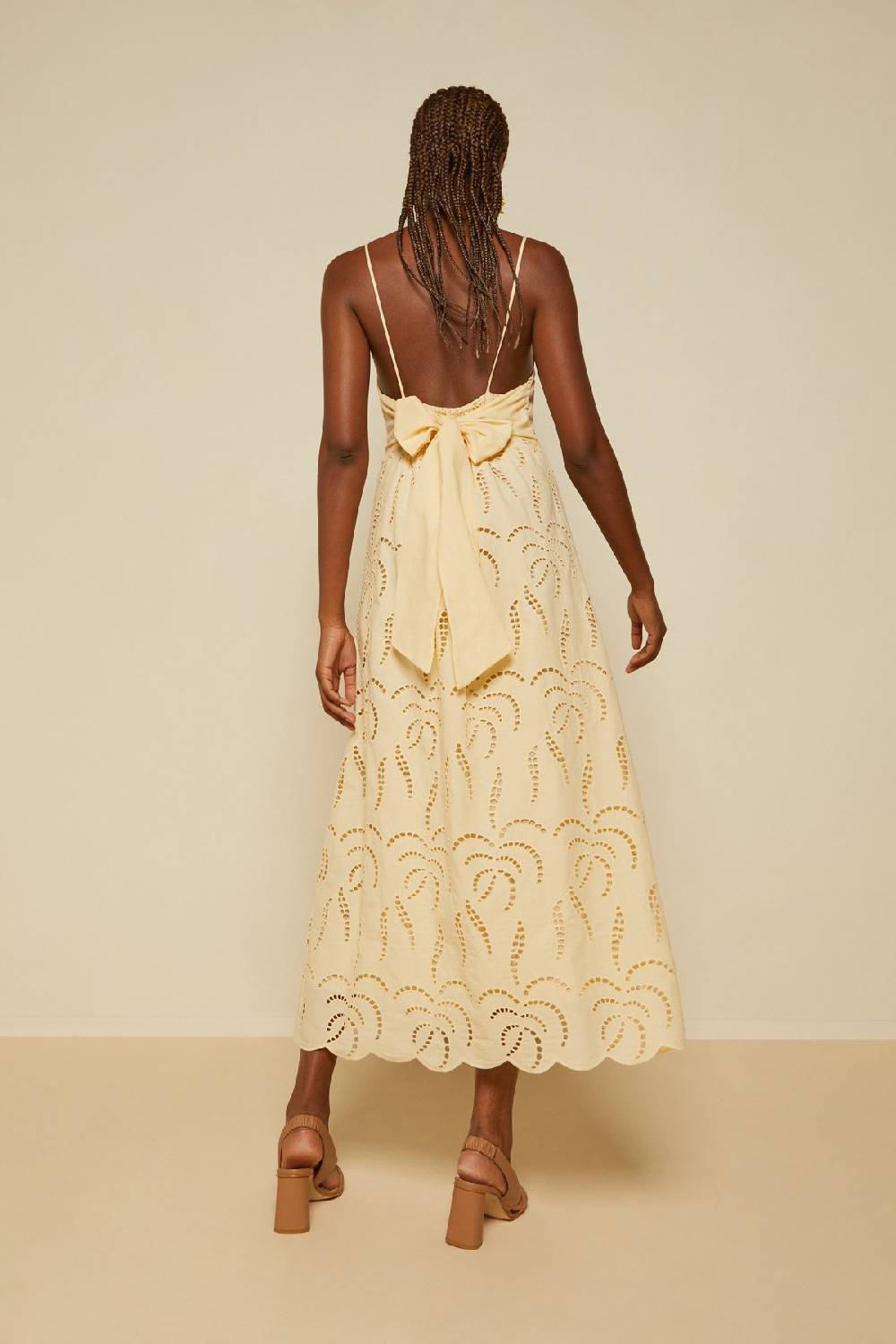 Ottod'Ame Broderie Anglaise Long Dress With Neckline With Bow