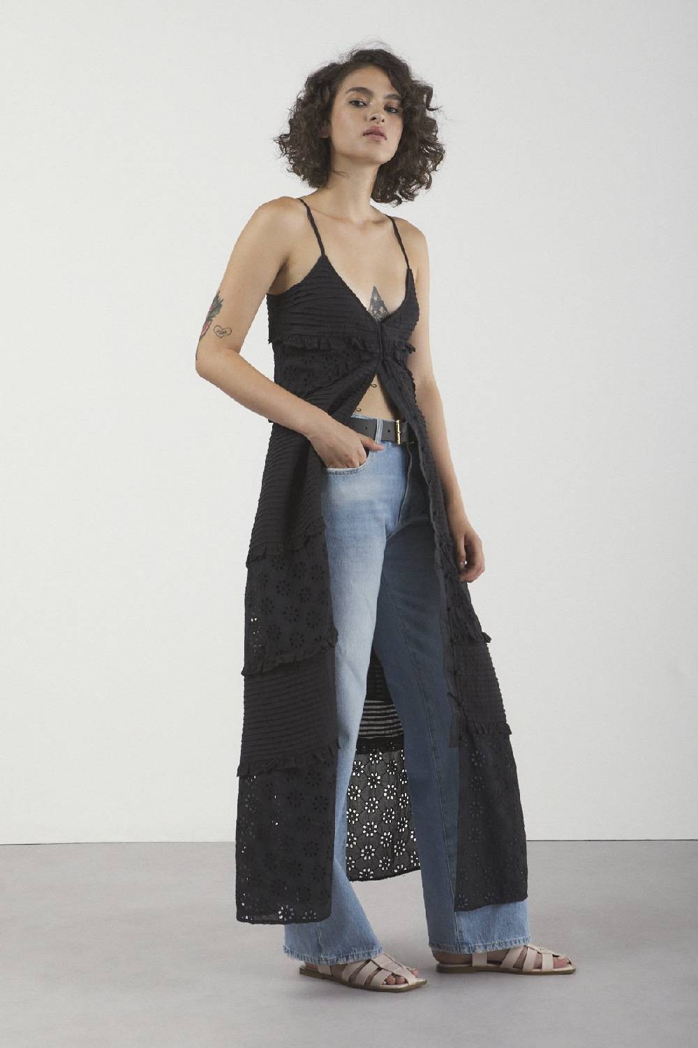 Ottod'Ame Broderie Anglaise Long Dress With Ruffles