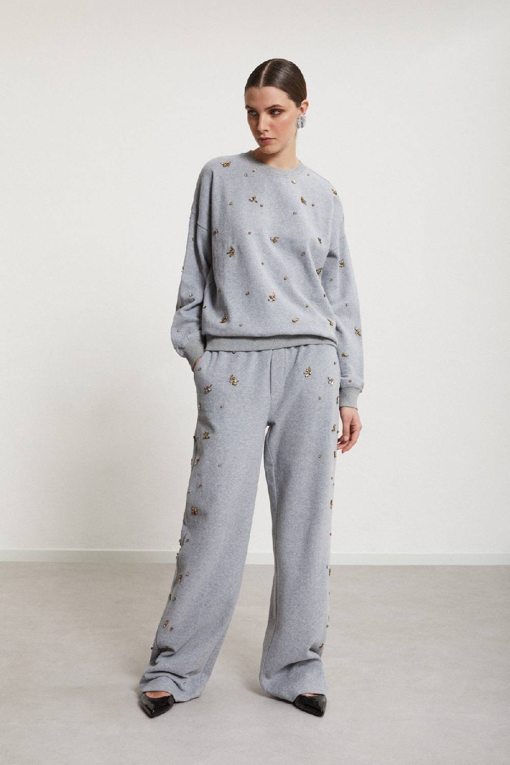 Ottod'Ame Cotton Jogger Trousers With Strass And Drawstring