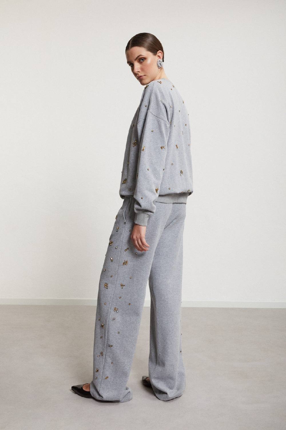 Ottod'Ame Cotton Jogger Trousers With Strass And Drawstring