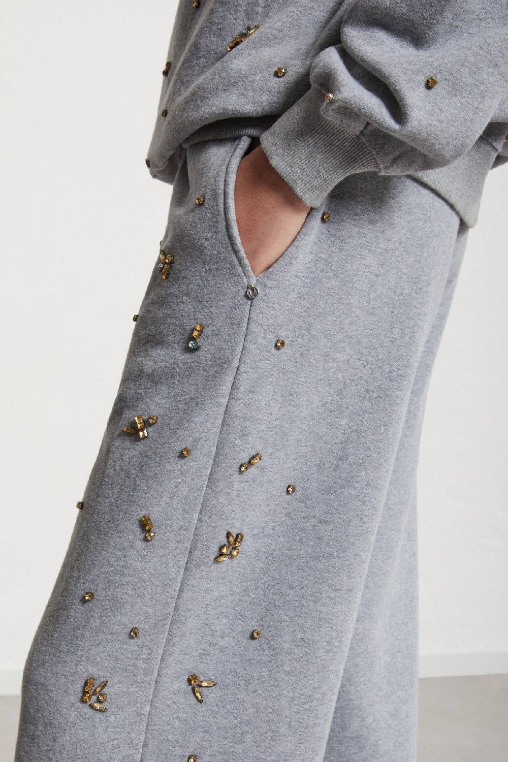 Ottod'Ame Cotton Jogger Trousers With Strass And Drawstring