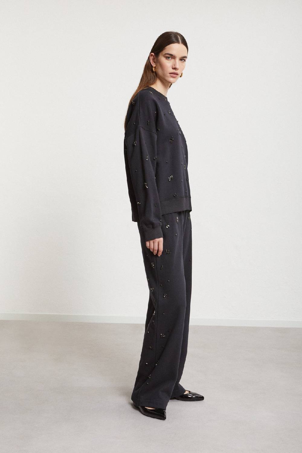 Ottod'Ame Cotton Jogger Trousers With Strass And Drawstring