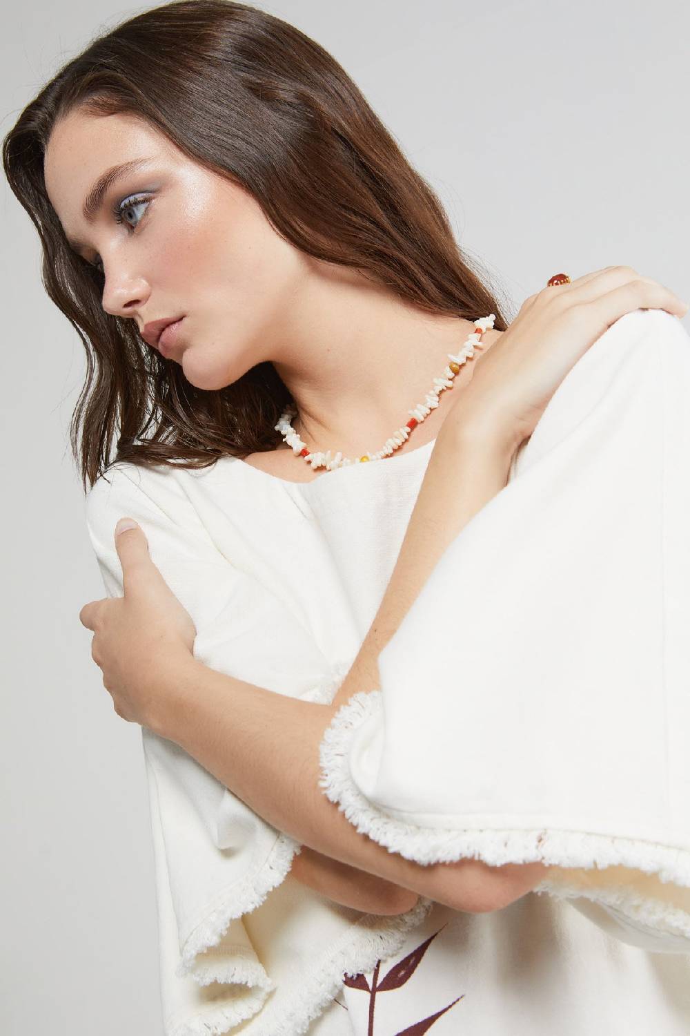 Ottod'Ame Cotton Kaftan Long Dress With Embroideries