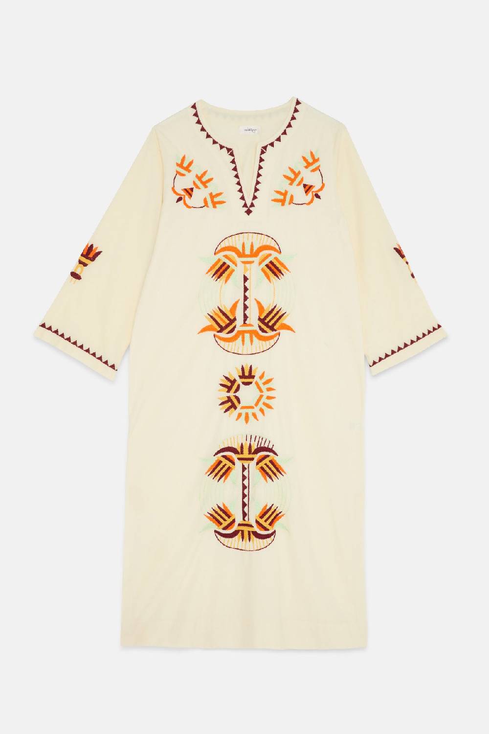 Ottod'Ame Cotton Long Kaftan Dress With Embroideries