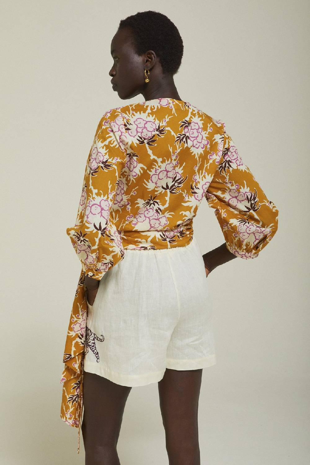 Ottod'Ame Cotton Shirt With Criss-cross Neckline And Sash