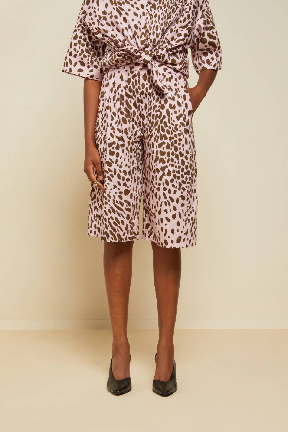Ottod'Ame Animalier Cotton Cropped Trousers
