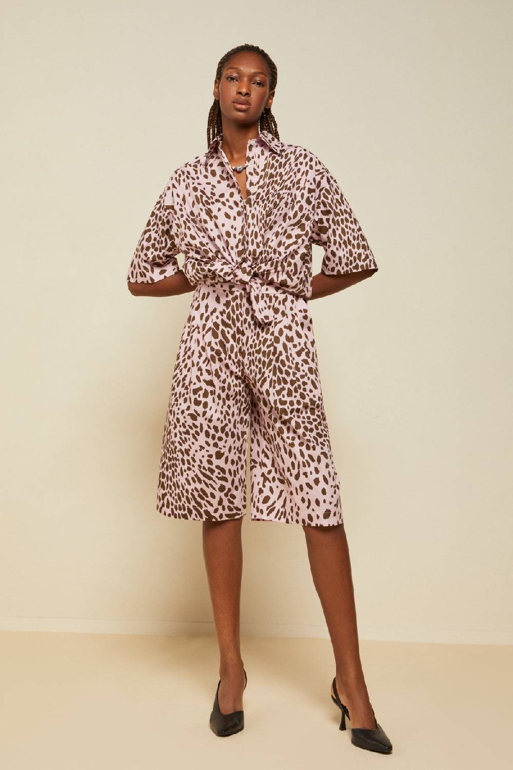 ottod'Ame Animalier cotton cropped trousers