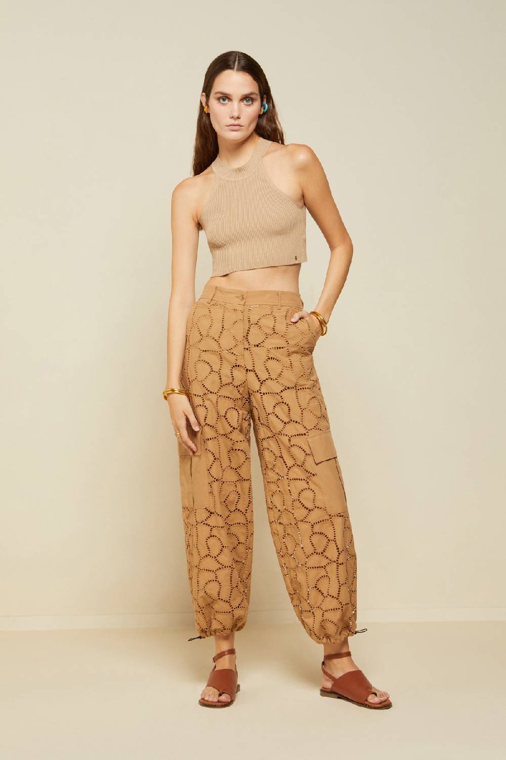 ottod'Ame Broderie anglaise cargo trousers