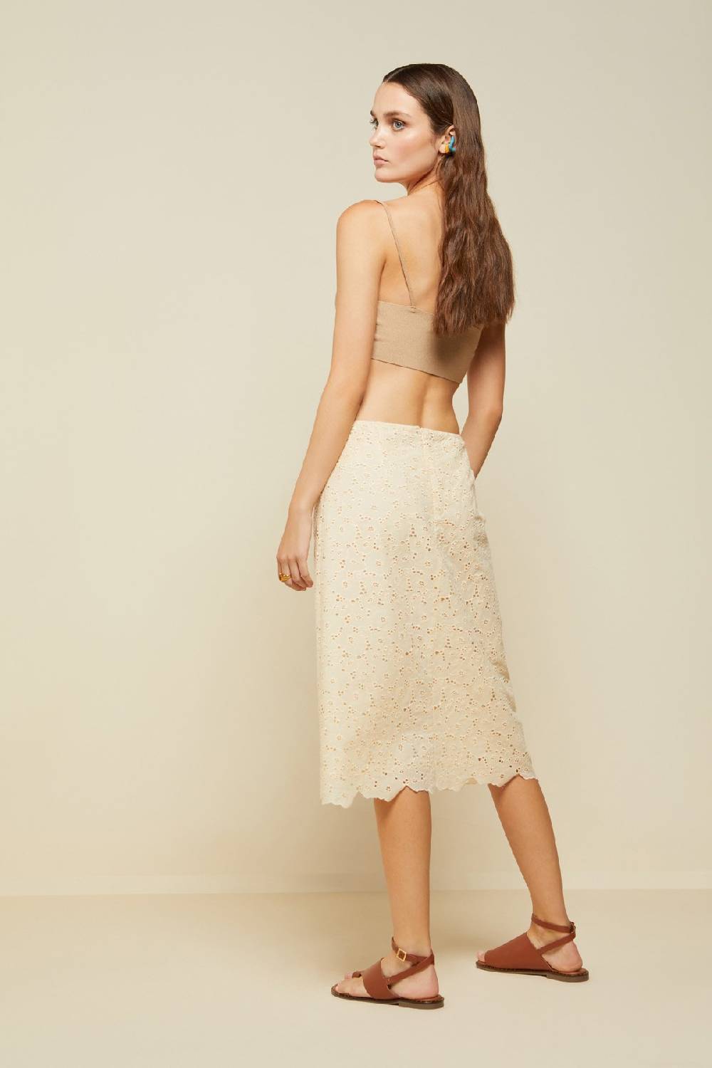 Ottod'Ame Broderie Anglaise Midi Skirt
