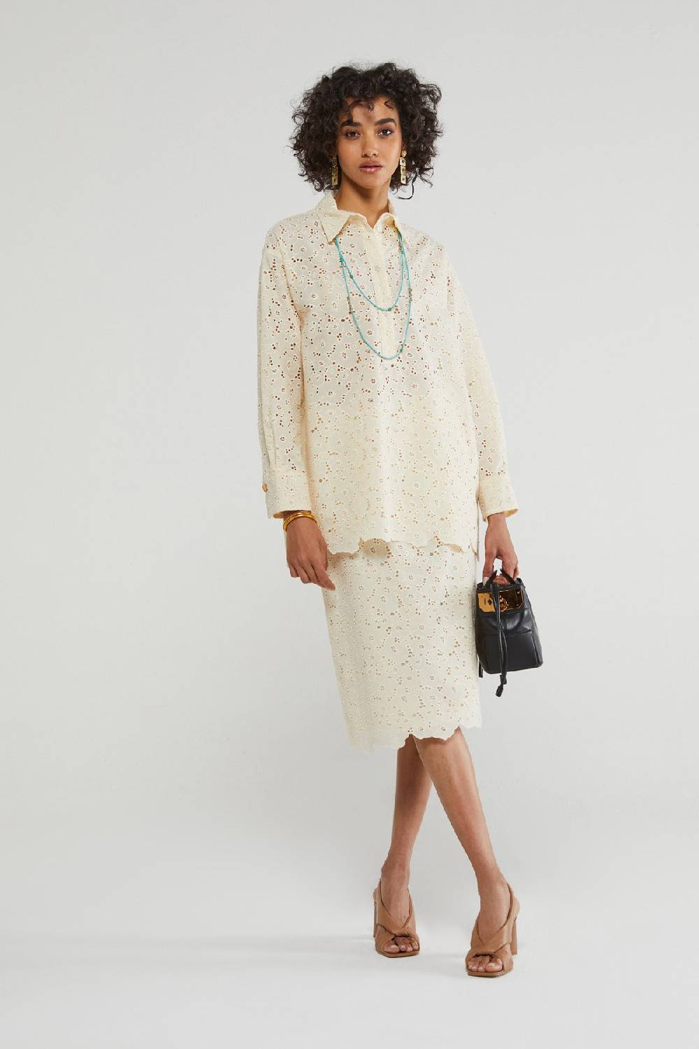 Ottod'Ame Broderie Anglaise Midi Skirt