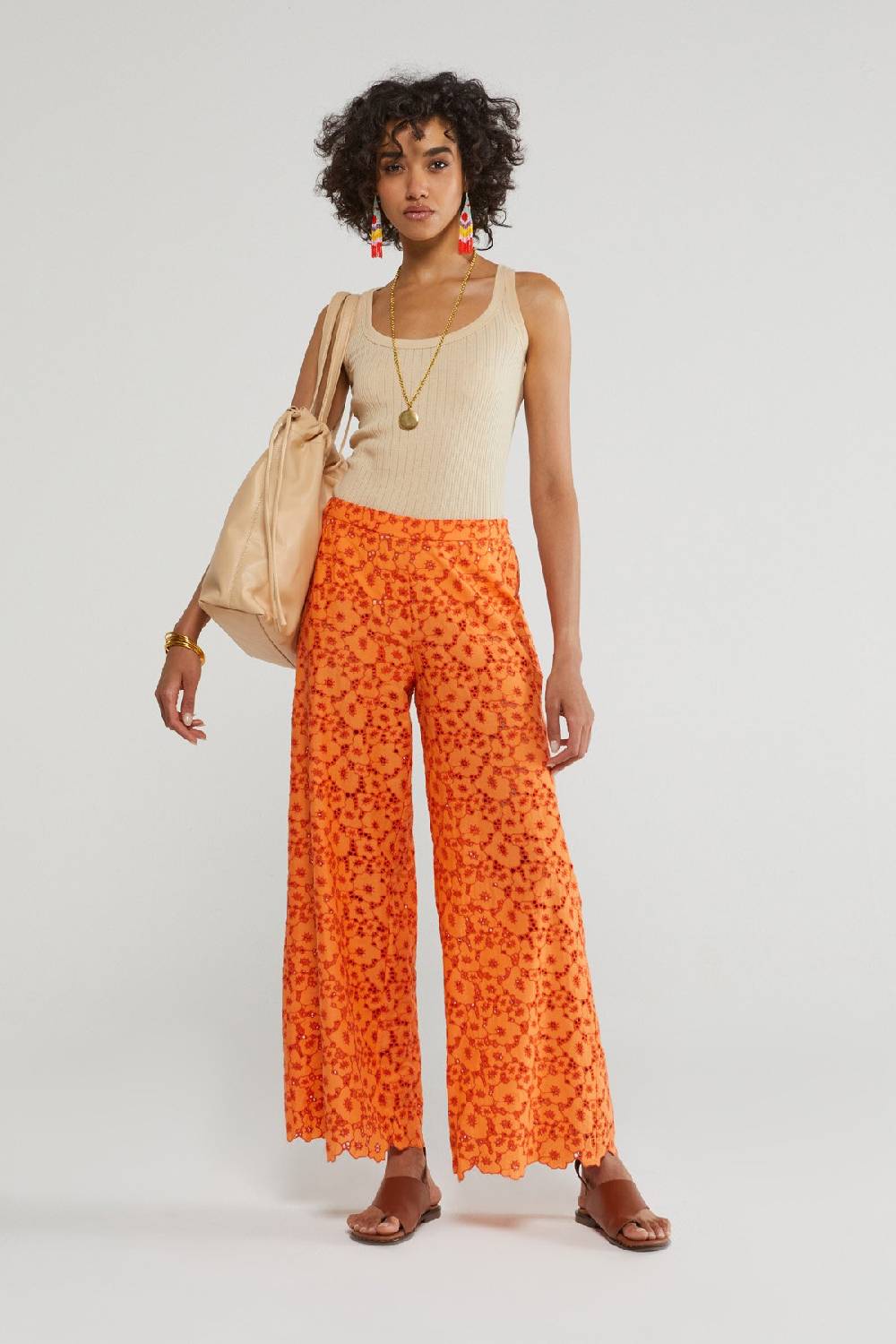 ottod'Ame Broderie anglaise palazzo trousers