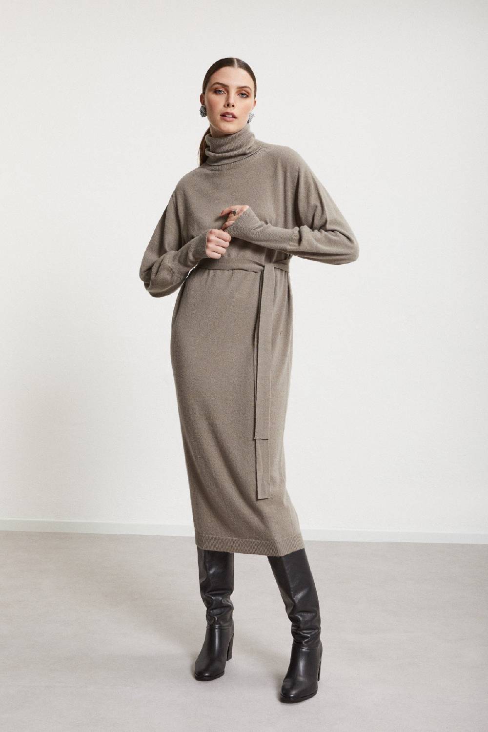 Ottod'Ame Cashmere Blend Long Dress With Sash