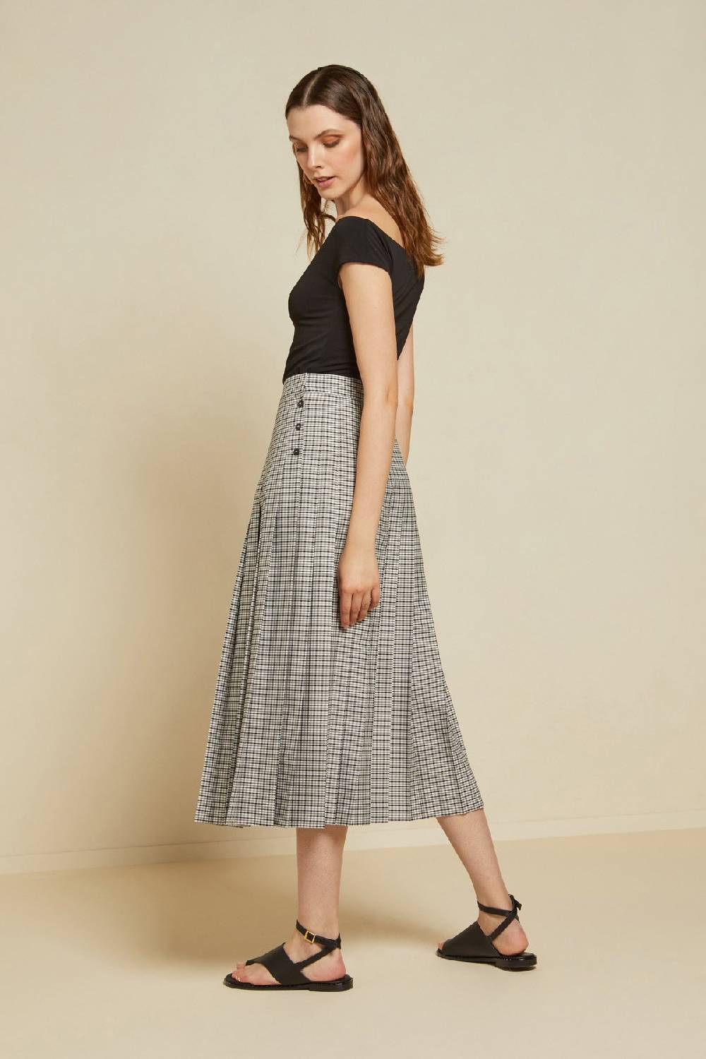 Ottod'Ame Check Long Skirt