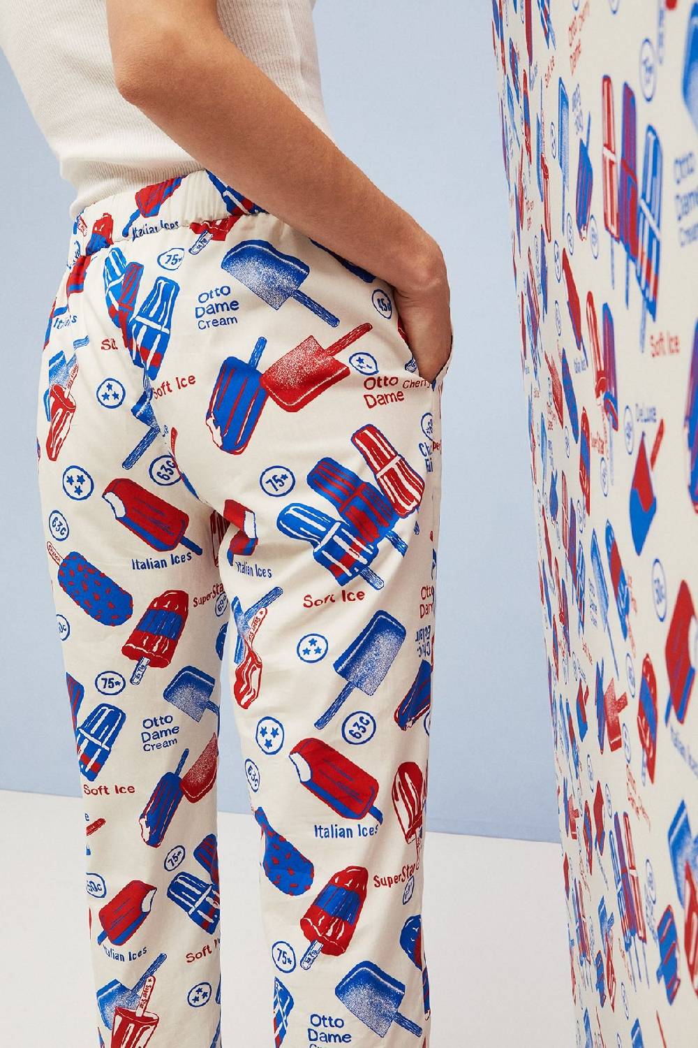 Ottod'Ame Cigarette Trousers Ice Creams' Printing