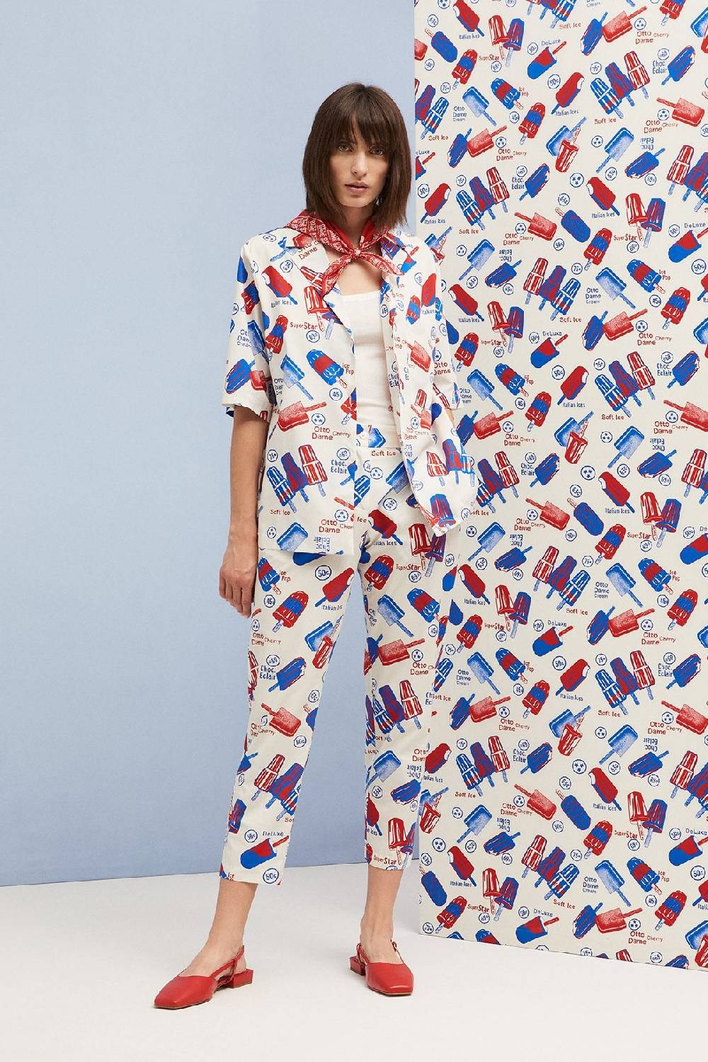 ottod'Ame Cigarette trousers ice creams' printing