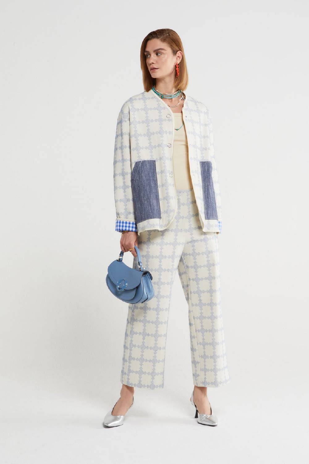 Ottod'Ame Cotton Check Jacket With Applied Pockets