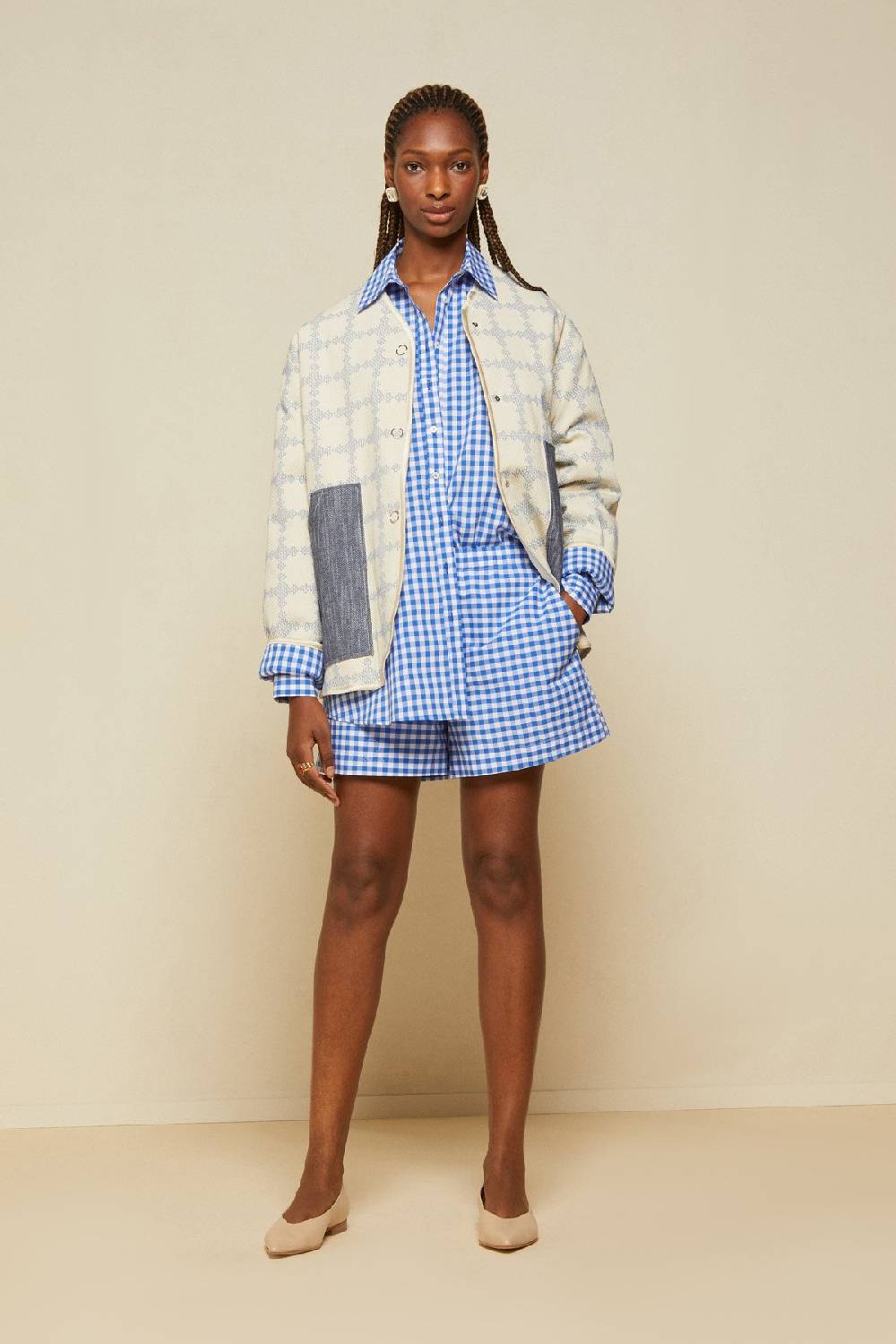 Ottod'Ame Cotton Check Jacket With Applied Pockets