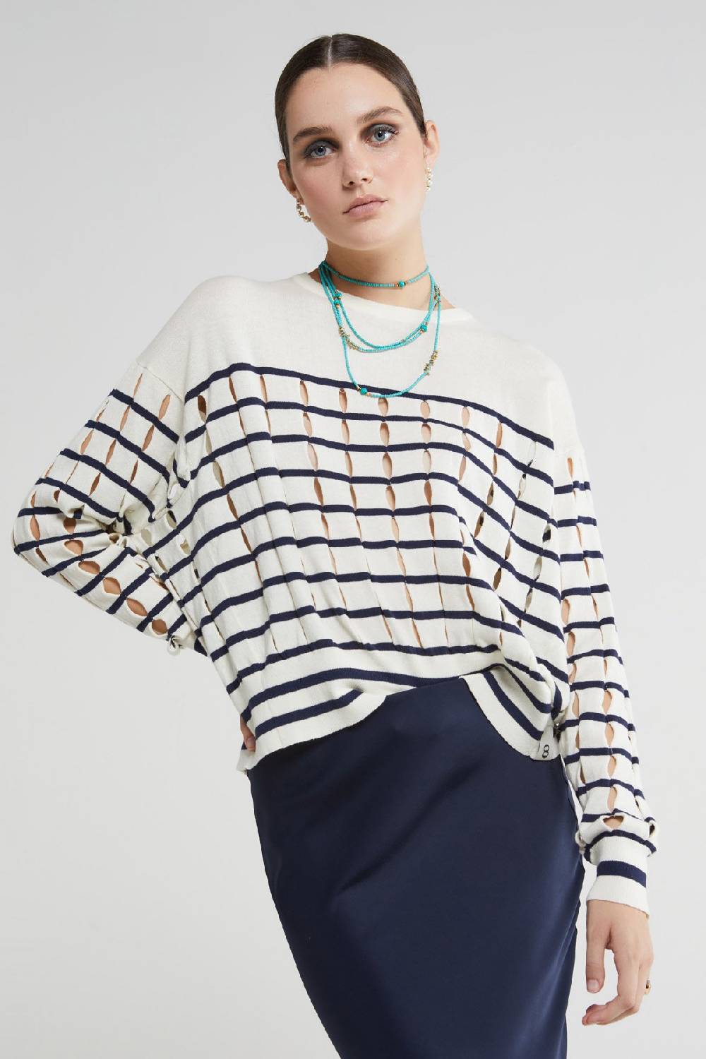 Ottod'Ame Cotton Fretworked Sweater