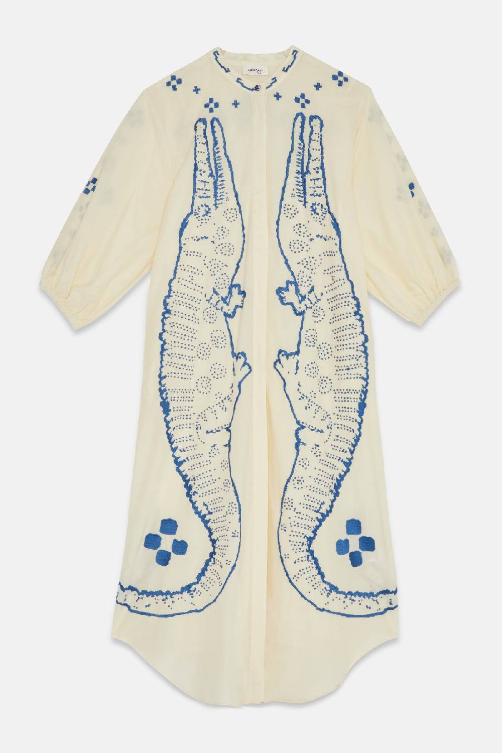 Ottod'Ame Cotton Kaftan Long Dress With Embroidery