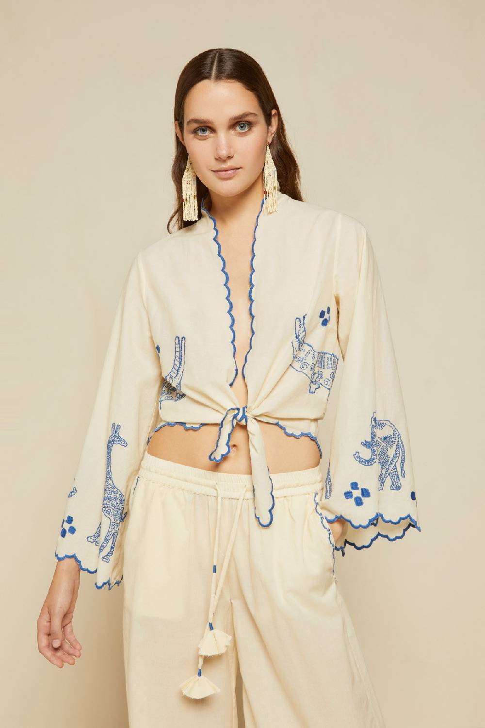 Ottod'Ame Cotton Knotted Shirt With Embroidery