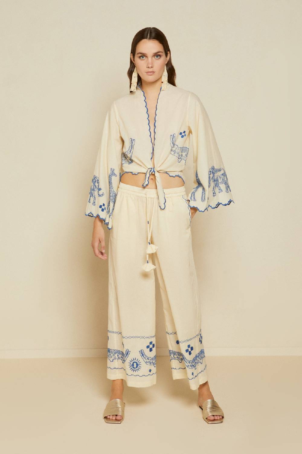 ottod'Ame Cotton knotted shirt with embroidery
