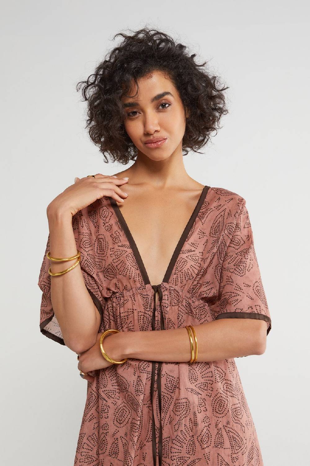 Ottod'Ame Cotton Long Dress With Deep V Neckline