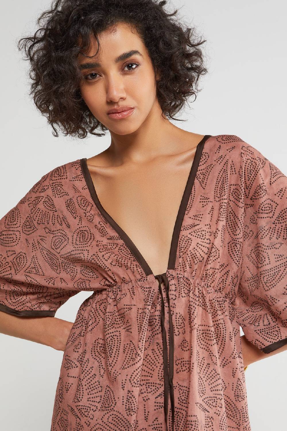 Ottod'Ame Cotton Long Dress With Deep V Neckline