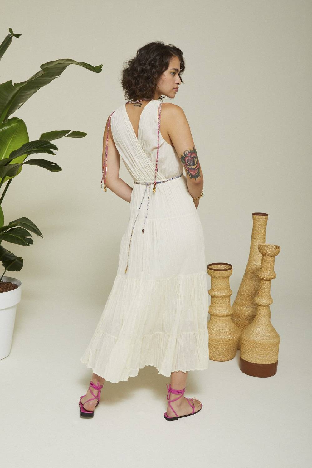 Ottod'Ame Cotton Long Dress With Ruffles