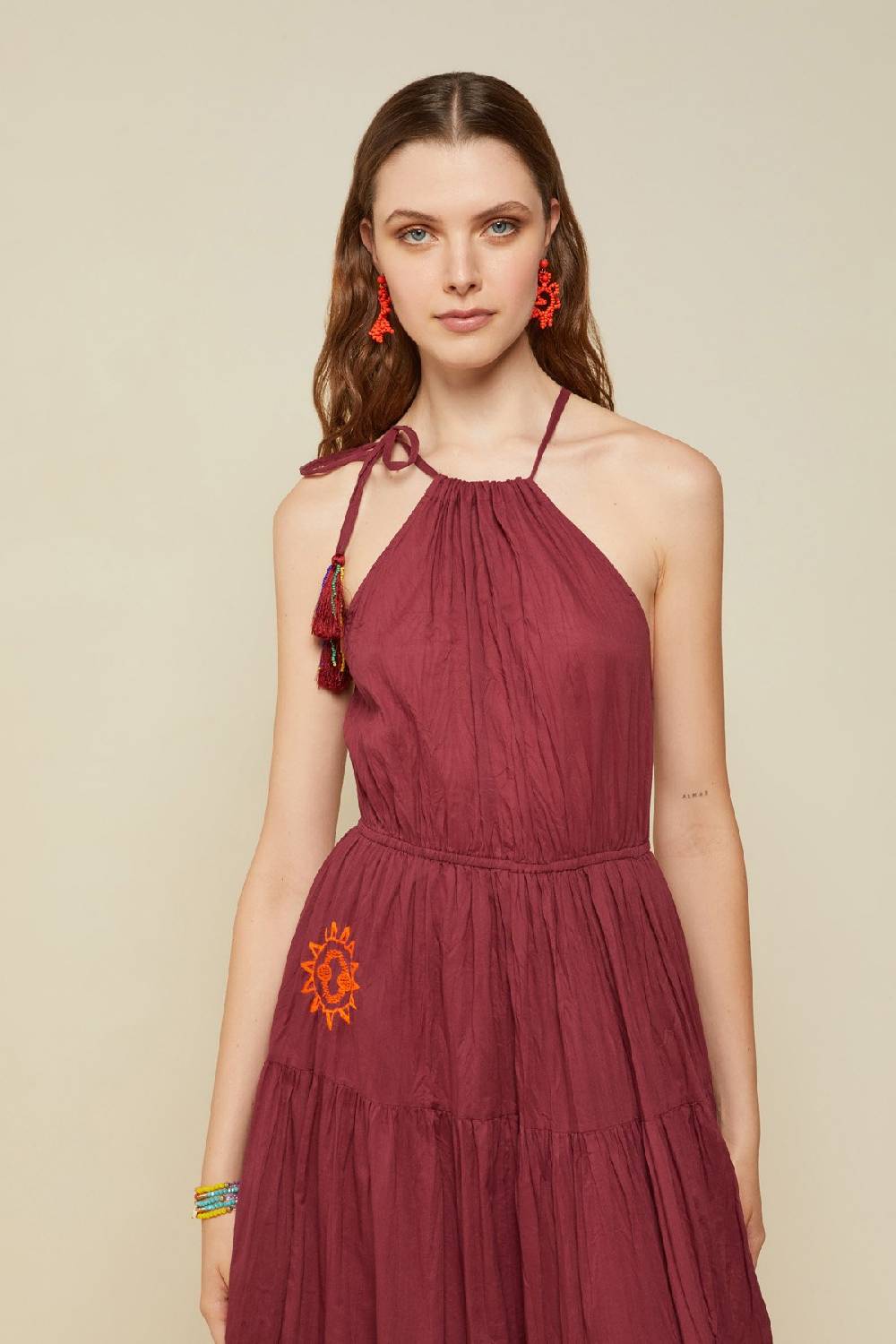 Ottod'Ame Cotton Long Dress With Ruffles