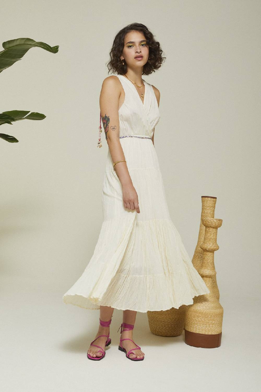 ottod'Ame Cotton long dress with ruffles