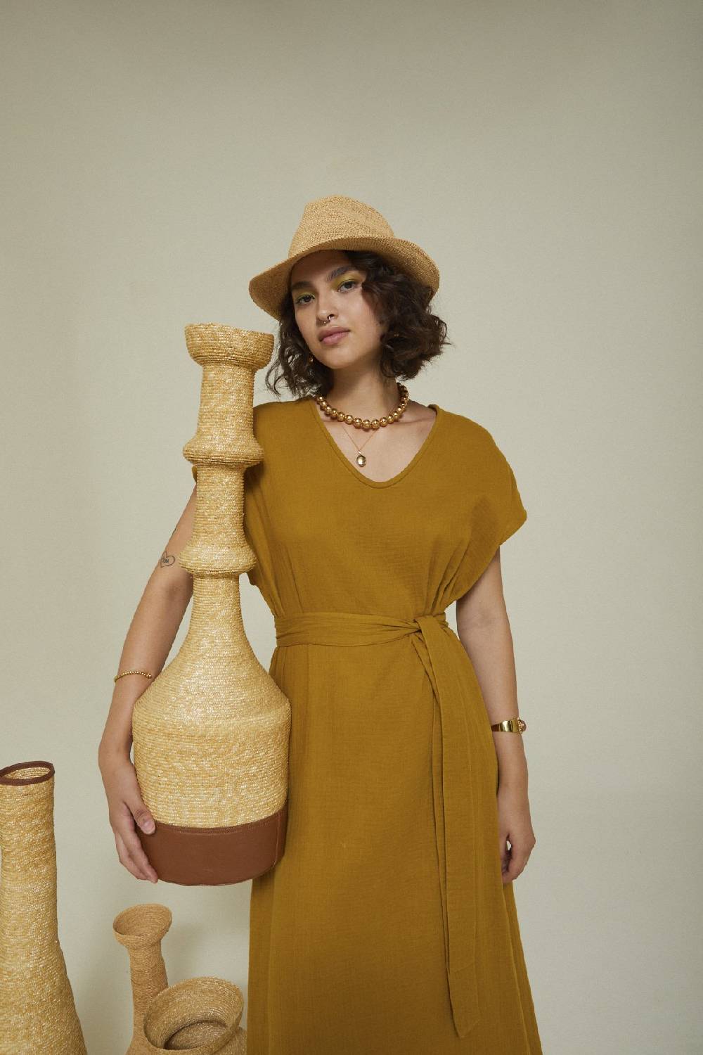 Ottod'Ame Cotton Long Dress With Sash