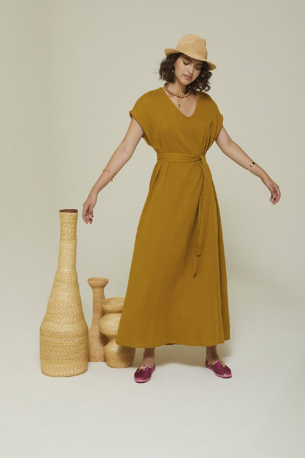 ottod'Ame Cotton long dress with sash