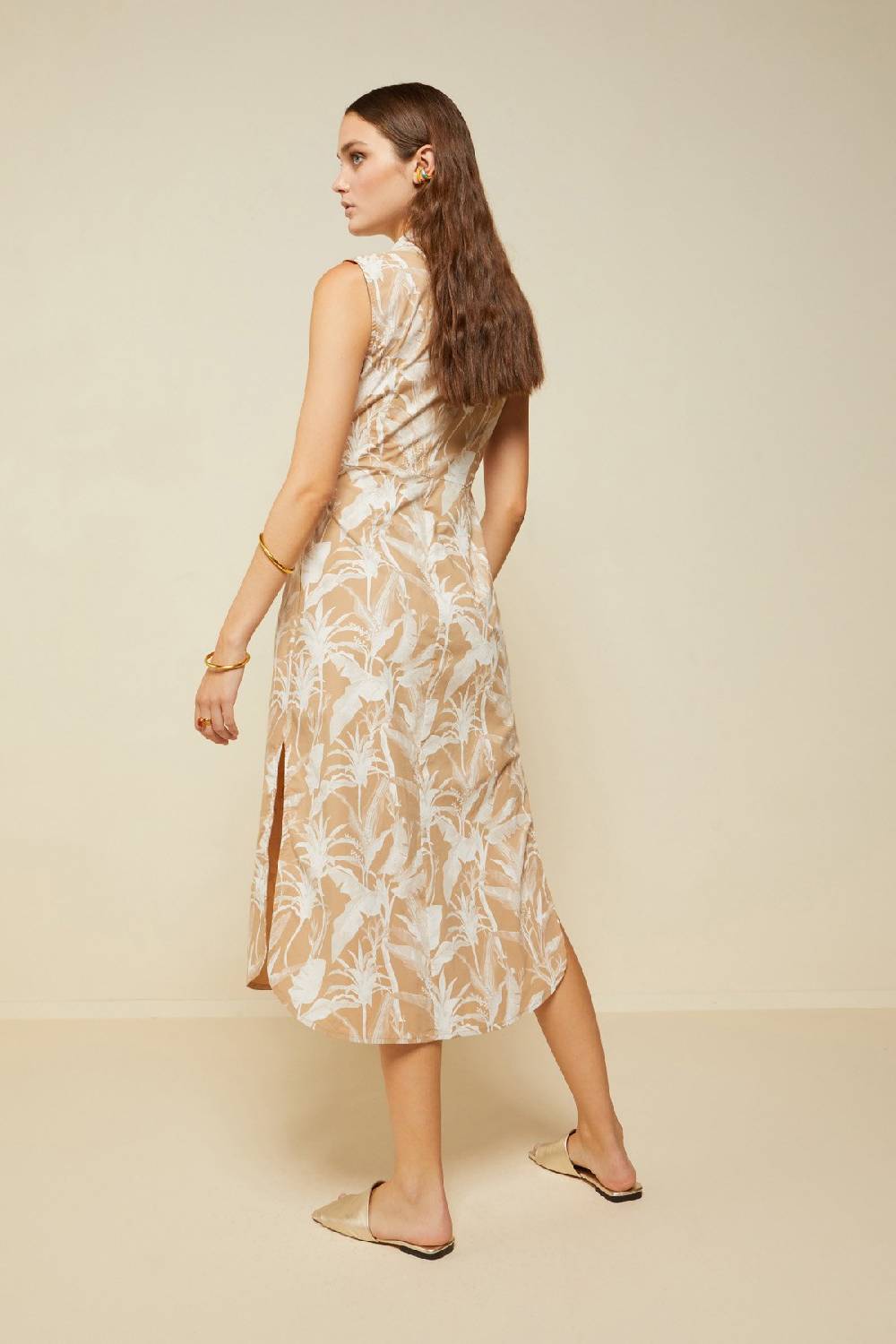 Ottod'Ame Cotton Midi Dress With Bow And Slit