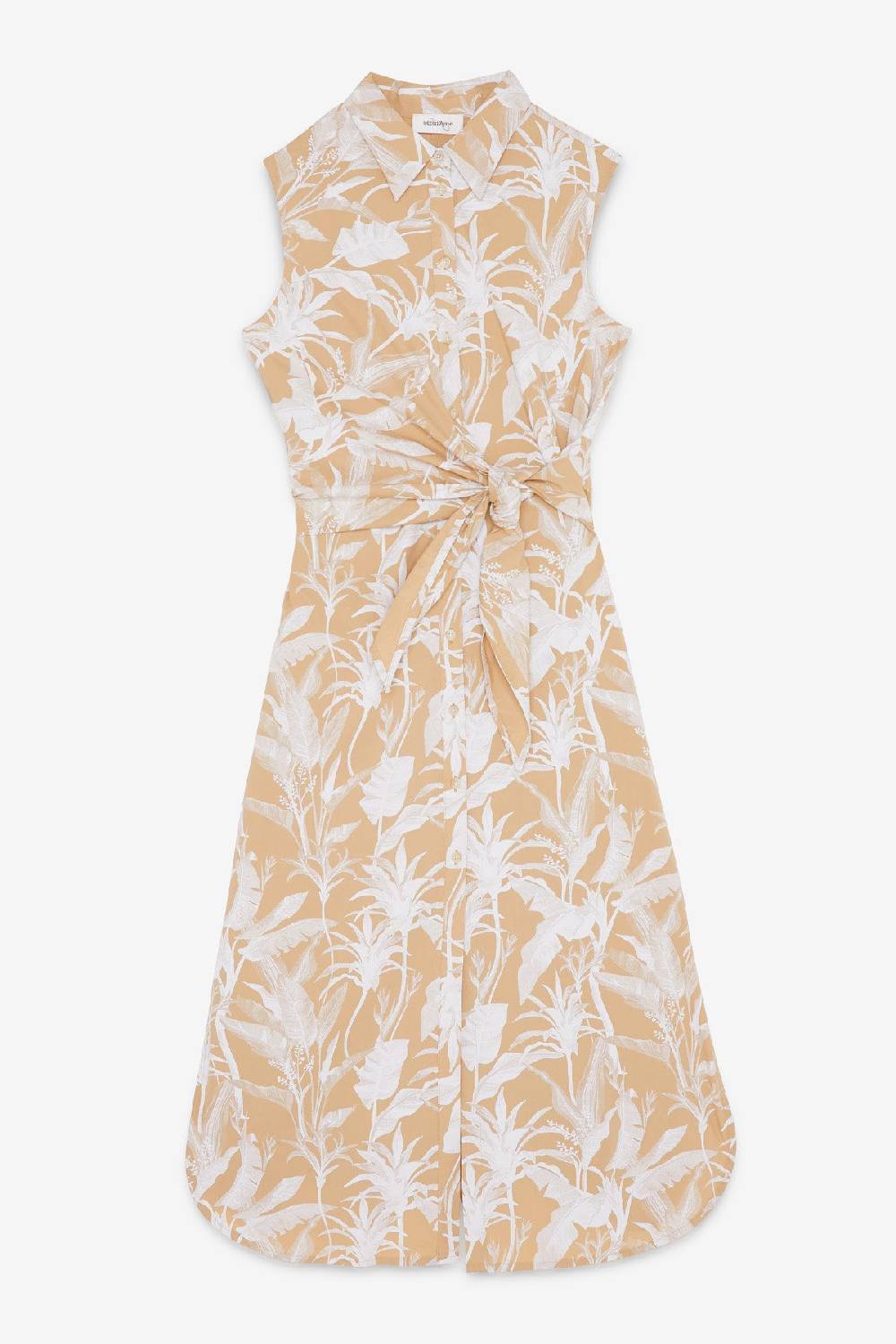 Ottod'Ame Cotton Midi Dress With Bow And Slit