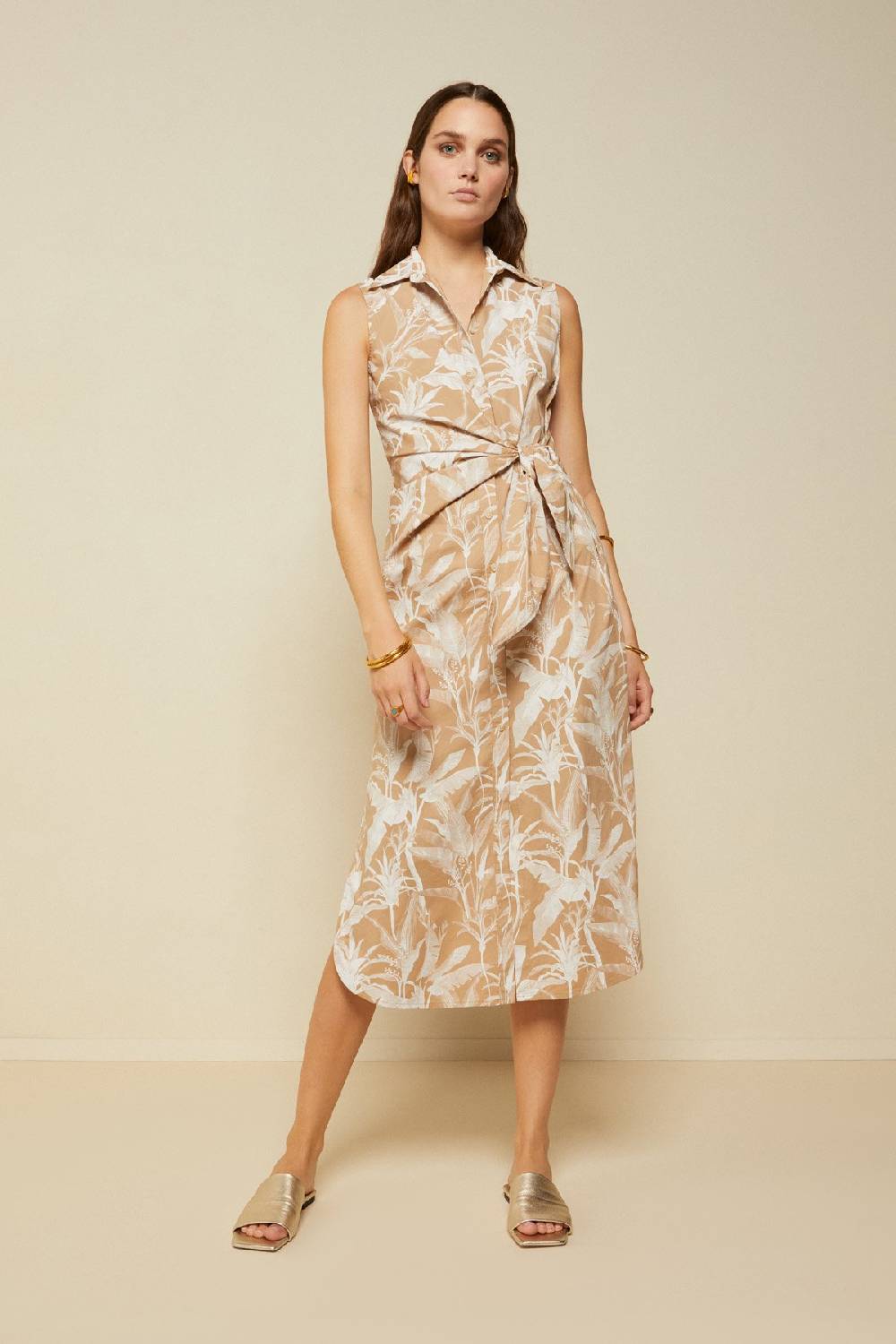 ottod'Ame Cotton midi dress with bow and slit