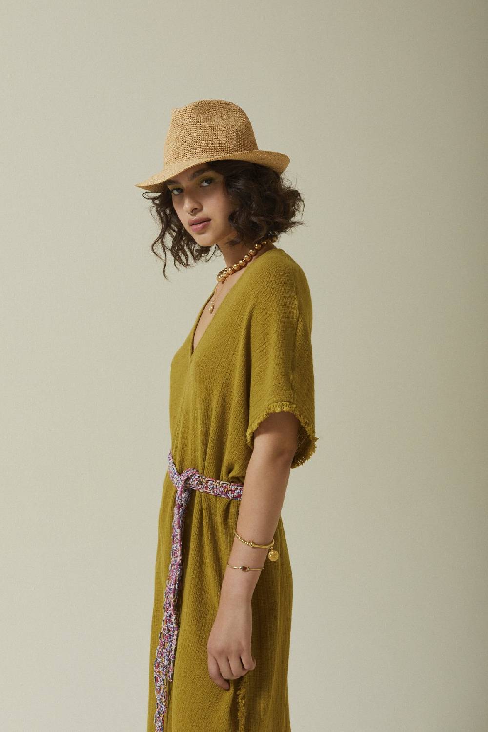 Ottod'Ame Cotton Midi Dress With Raw Cut Hemline