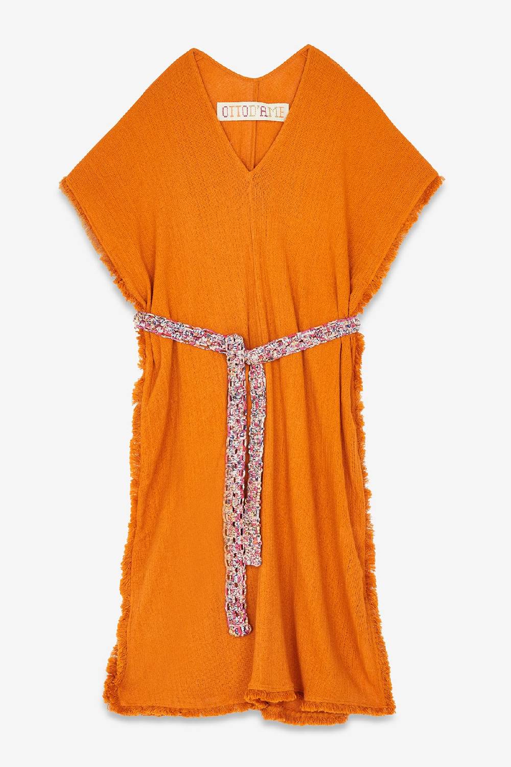 Ottod'Ame Cotton Midi Dress With Raw Cut Hemline